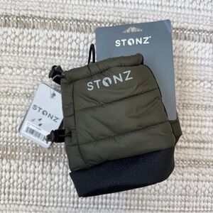 Stonz Olive Puffer Baby booties and mitts. New with tags 0-9 and 0-12 months